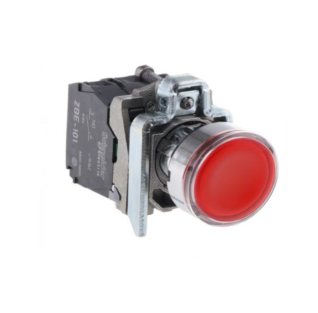 پوش باتن فلزی قرمز اشنایدر XB4BW34B5 با LED داخلی